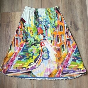 Haystacks Lettuce Hem Art to Wear Skirt Size L Made in Michigan